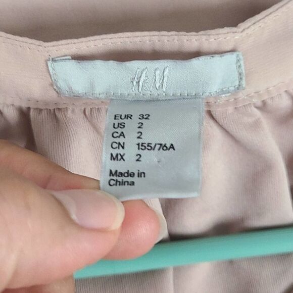 H&M Long Sleeve Pink Tie Up Front‎ Wrap Mini Dress Size 2 - Picture 5 of 8